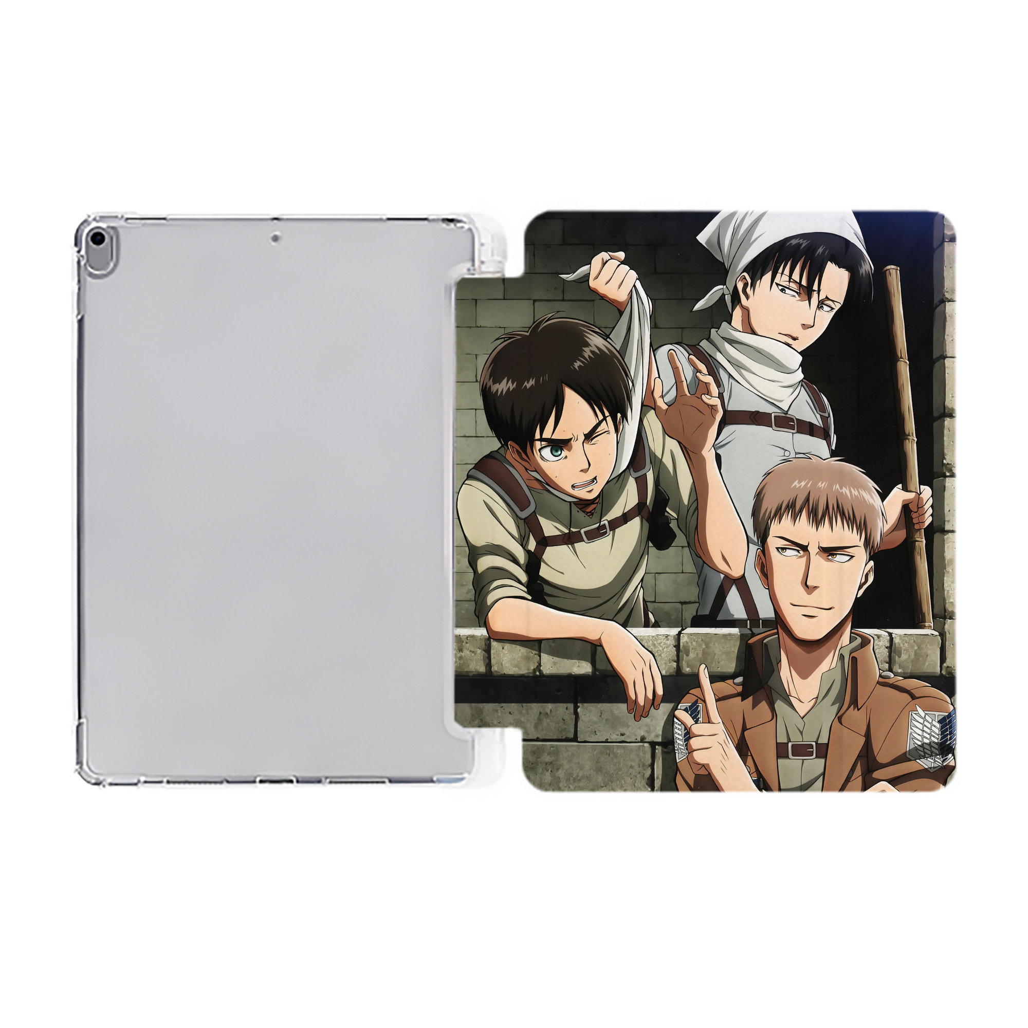 （画像用） 進撃の巨人 Attack on Titan IPad ケース ペン収納付き 三つ折りスタンド PUレザー×シリコン 対応機種9.5/10.5/10.9インチ